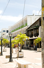 Image showing shopping street palm trees San Andres town Colombia South Americ