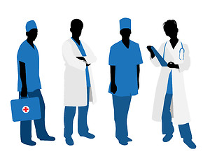 Image showing Doctors silhouettes on white