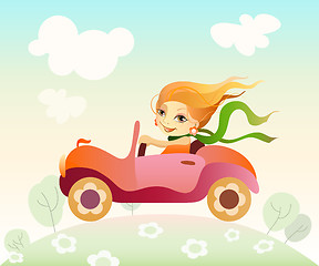 Image showing  Girl driving car