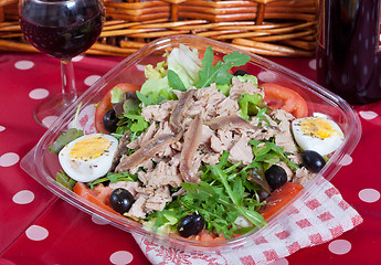 Image showing Salad with tuna and anchovies