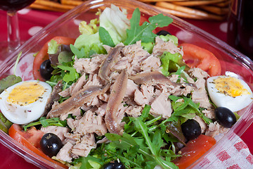 Image showing Salad with tuna and anchovies