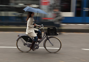 Image showing Woman on bicycle