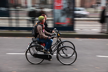 Image showing Friends on bicycles