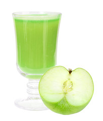 Image showing fresh green-apple juice and apple