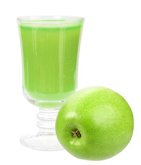 Image showing fresh green-apple juice and apple
