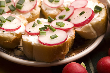 Image showing Sandwich with cheese, radish and chive - Healthy Eating 