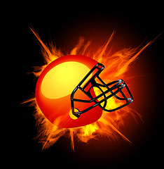 Image showing American football helmet in fire