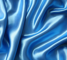 Image showing Smooth elegant blue silk 