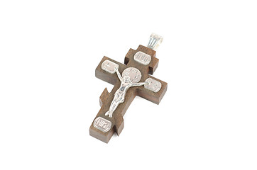 Image showing silver and wooden cross