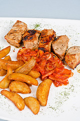 Image showing Grilled kebab pork meat