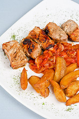 Image showing Grilled kebab pork meat