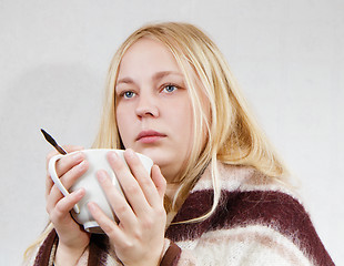 Image showing girl with a cup