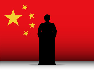 Image showing China Speech Tribune Silhouette with Flag Background