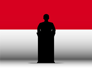 Image showing Monaco Speech Tribune Silhouette with Flag Background