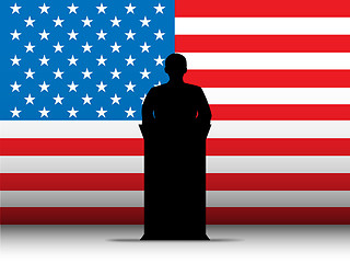 Image showing United States of America USA Speech Tribune Silhouette with Flag
