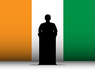 Image showing Ireland Speech Tribune Silhouette with Flag Background