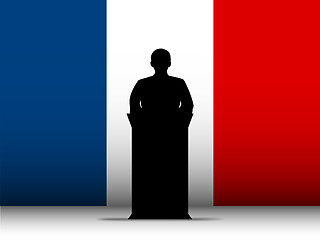 Image showing France Speech Tribune Silhouette with Flag Background