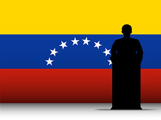 Image showing Venezuela Speech Tribune Silhouette with Flag Background