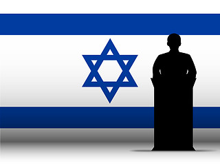 Image showing Israel Speech Tribune Silhouette with Flag Background