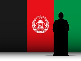 Image showing Afghanistan Speech Tribune Silhouette with Flag Background