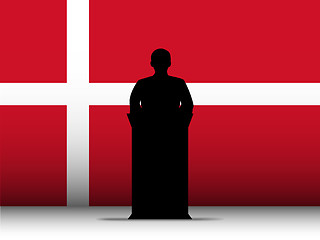 Image showing Denmark Speech Tribune Silhouette with Flag Background