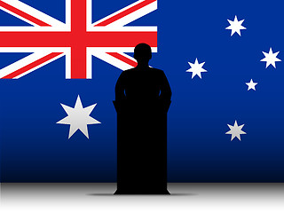 Image showing Australia Speech Tribune Silhouette with Flag Background