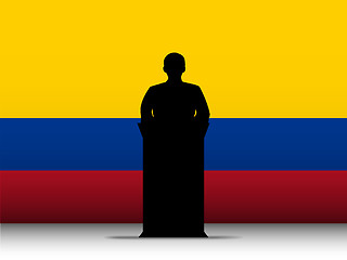 Image showing Colombia Speech Tribune Silhouette with Flag Background