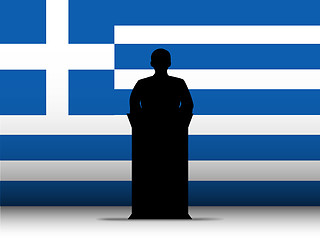 Image showing Greece Speech Tribune Silhouette with Flag Background