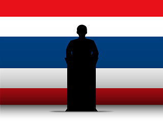 Image showing Thailand Speech Tribune Silhouette with Flag Background