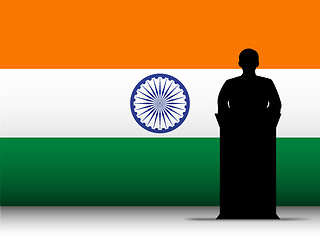 Image showing India Speech Tribune Silhouette with Flag Background