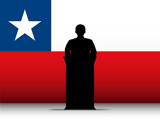 Image showing Chile Speech Tribune Silhouette with Flag Background