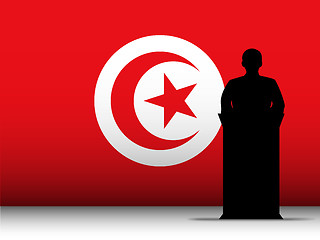 Image showing Turkey Speech Tribune Silhouette with Flag Background