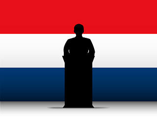 Image showing Netherlands Speech Tribune Silhouette with Flag Background