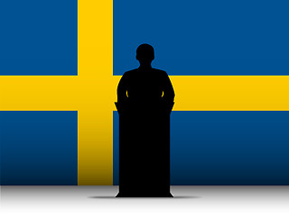 Image showing Sweden Speech Tribune Silhouette with Flag Background