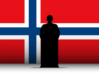 Image showing Norway Speech Tribune Silhouette with Flag Background