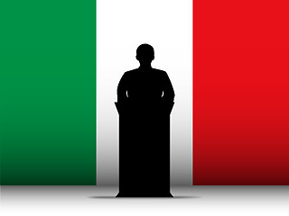 Image showing Italy Speech Tribune Silhouette with Flag Background