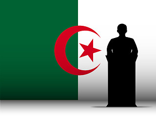 Image showing Algeria Speech Tribune Silhouette with Flag Background