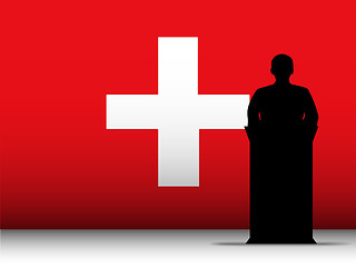 Image showing Switzerland Speech Tribune Silhouette with Flag Background