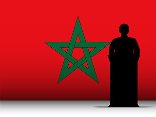 Image showing Morocco Speech Tribune Silhouette with Flag Background