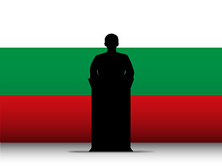 Image showing Bulgaria Speech Tribune Silhouette with Flag Background