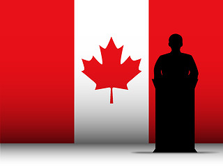 Image showing Canada Speech Tribune Silhouette with Flag Background