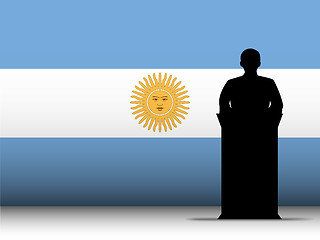 Image showing Argentina Speech Tribune Silhouette with Flag Background