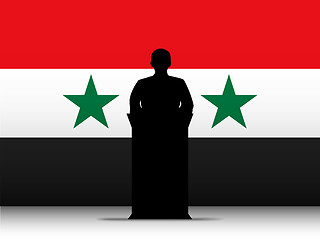 Image showing Syria Speech Tribune Silhouette with Flag Background