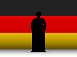 Image showing Germany Speech Tribune Silhouette with Flag Background