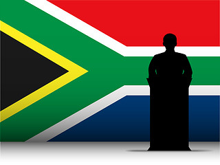 Image showing South Africa Speech Tribune Silhouette with Flag Background