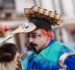 Image showing Funny man saxophonist