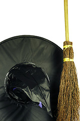 Image showing Halloween hat and broomstick