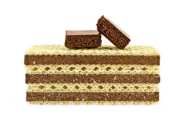Image showing Wafers a stack with two slices of of porous chocolate