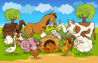 Image showing cartoon rural scene with farm animals