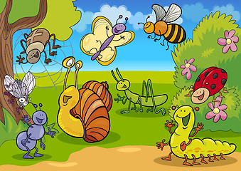 Image showing cartoon insects on the meadow